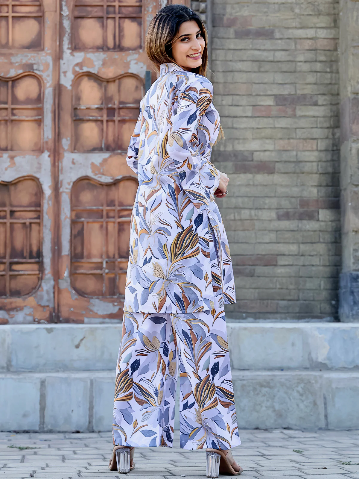 Odette White Cotton Printed Stitched Co Ord Set for Women - Image 4
