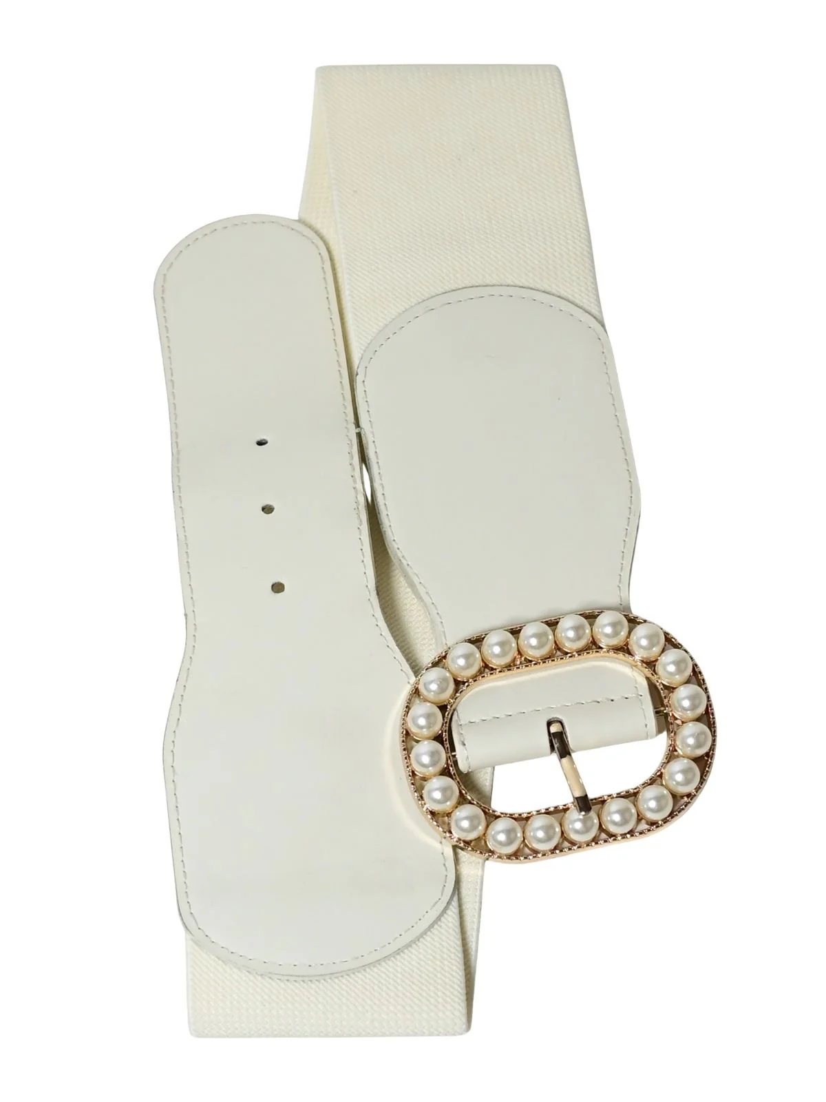 Odette White PU Pearl Work Belt For Women - Image 4