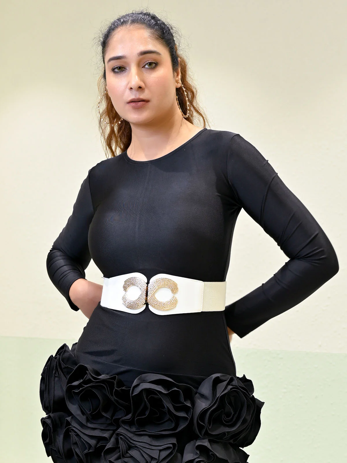 Odette White PU Solid Belt For Women