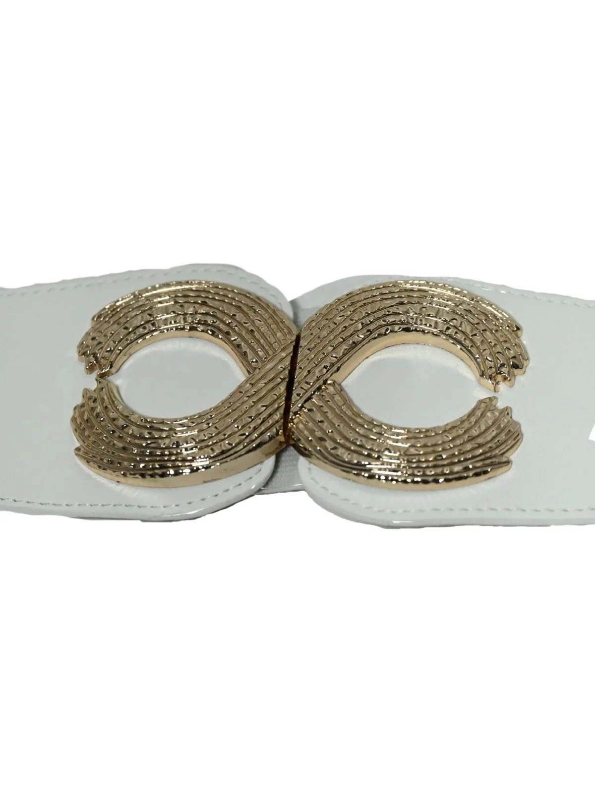 Odette White PU Solid Belt For Women - Image 4
