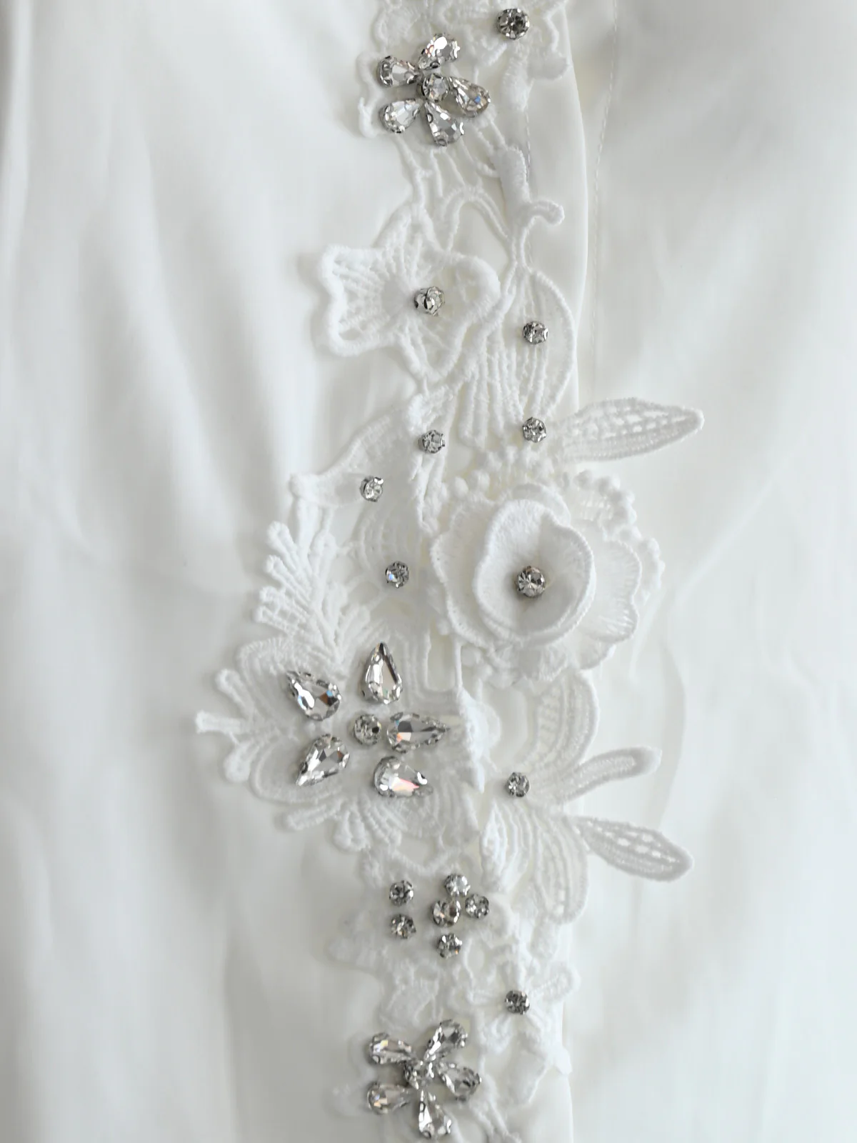 Odette White Satin Lace work Shirt For Women - Image 4