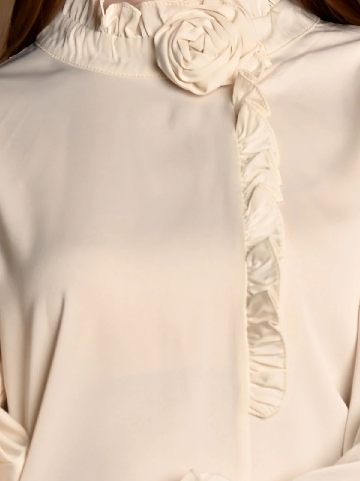 Odette White Satin Solid Top For Women - Image 4