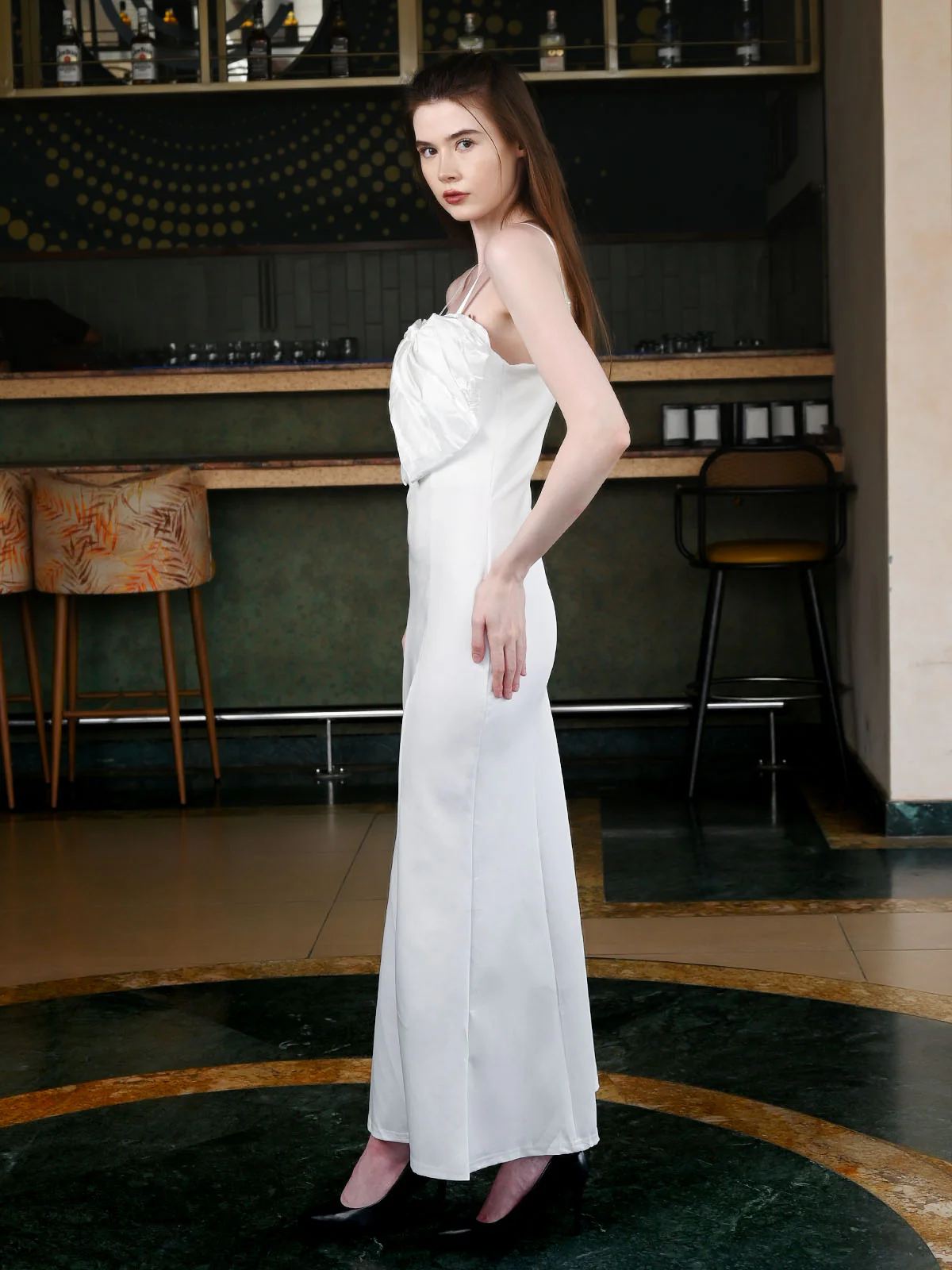 Odette White Scuba Knit Solid Dress For Women - Image 3