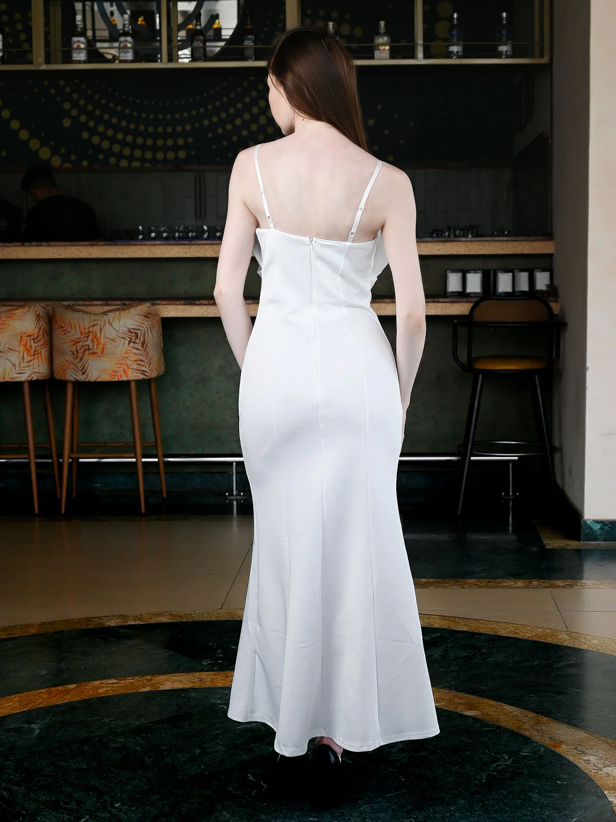 Odette White Scuba Knit Solid Dress For Women - Image 4