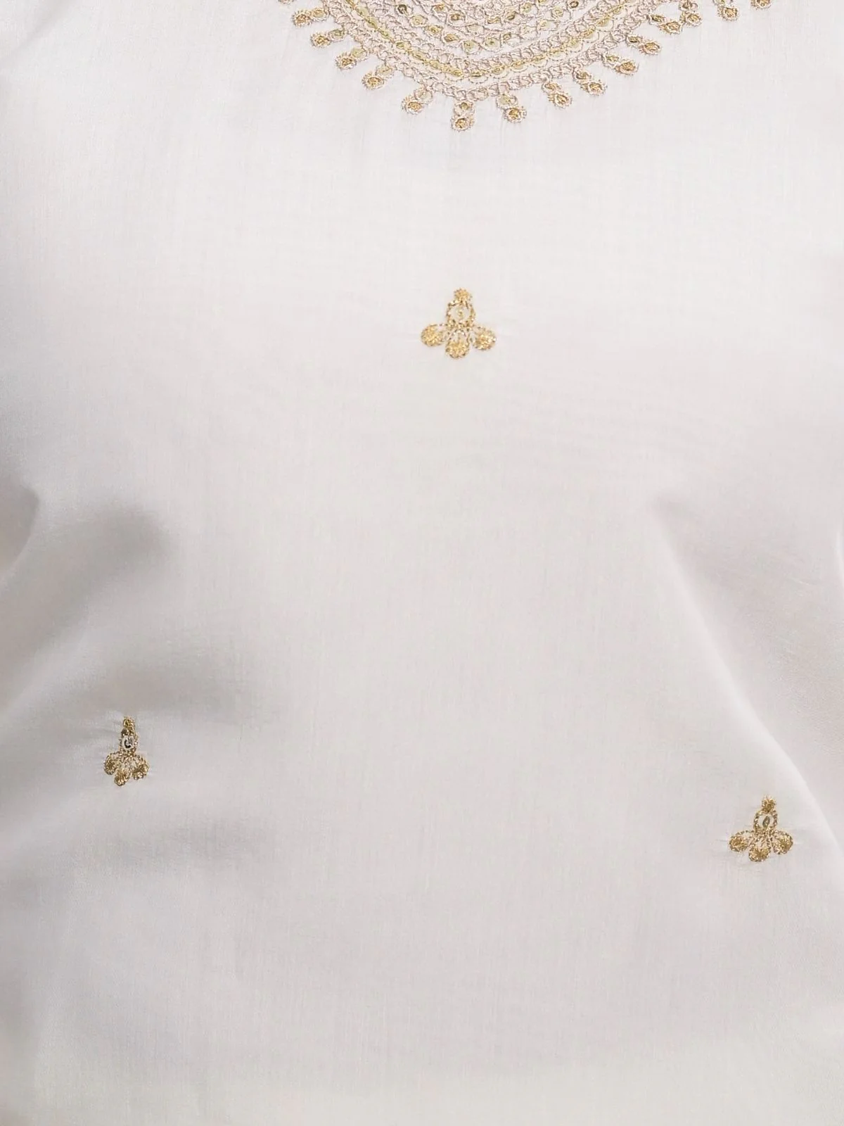 Odette White Silk Blend Embroidered Stitched Kurta Set For Women - Image 6