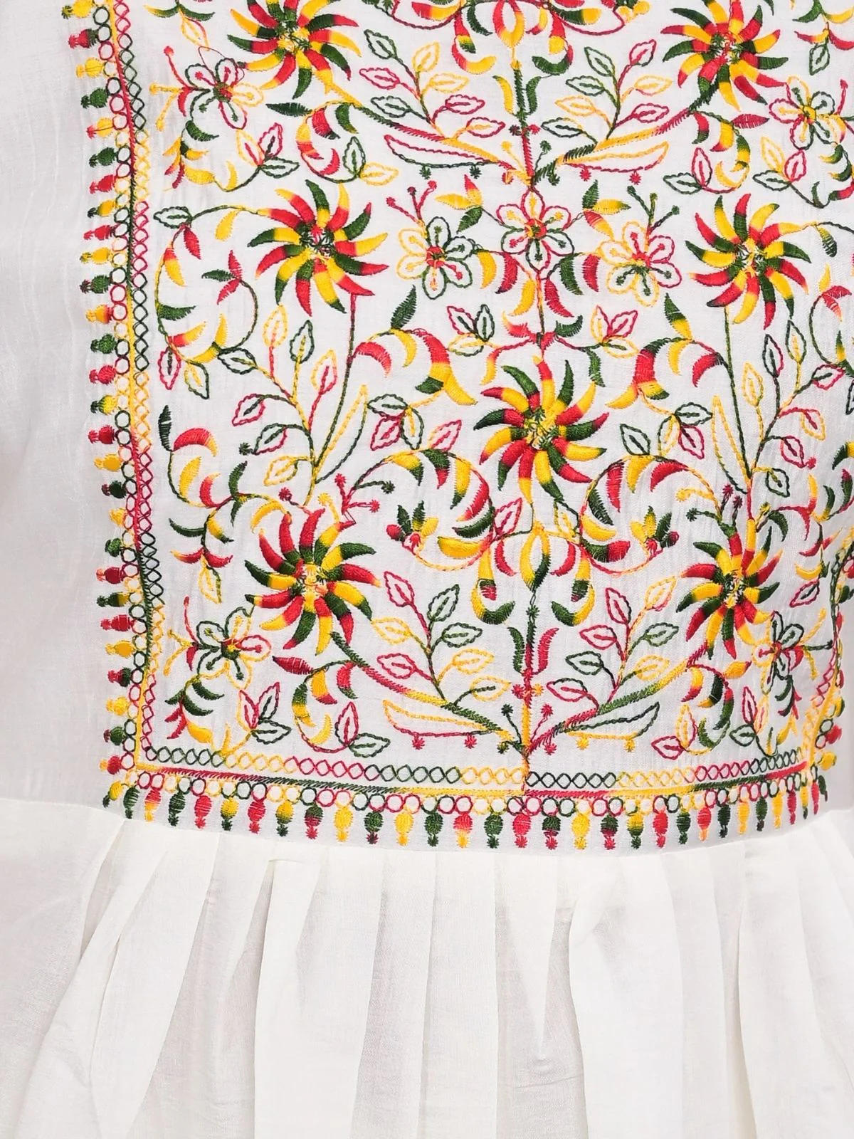 Odette White Silk Blend Embroidered Stitched Kurta Set For Women - Image 6