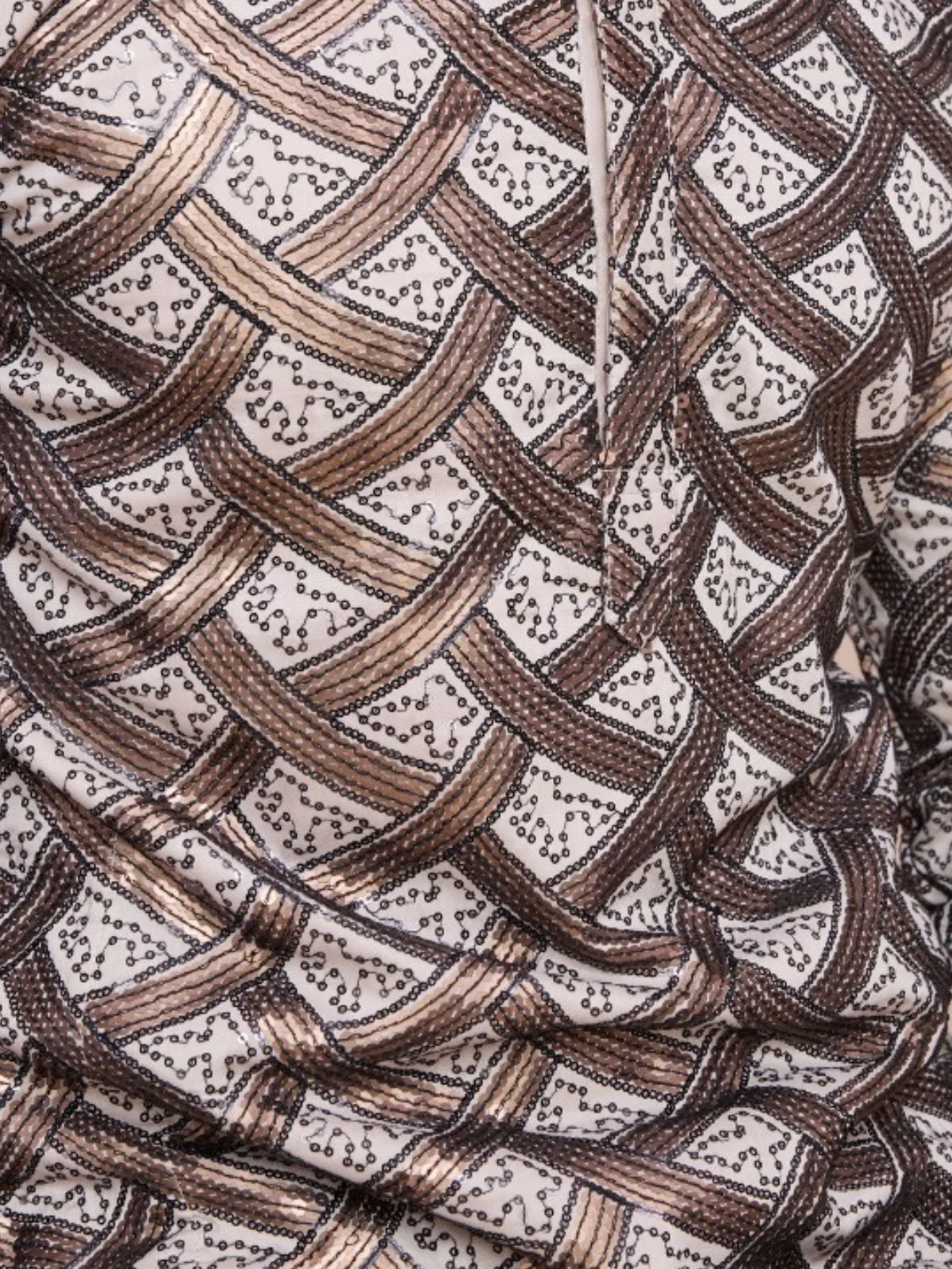 Odette White Silk Blend Gold Sequins Stitched  Kurta For Men - Image 4