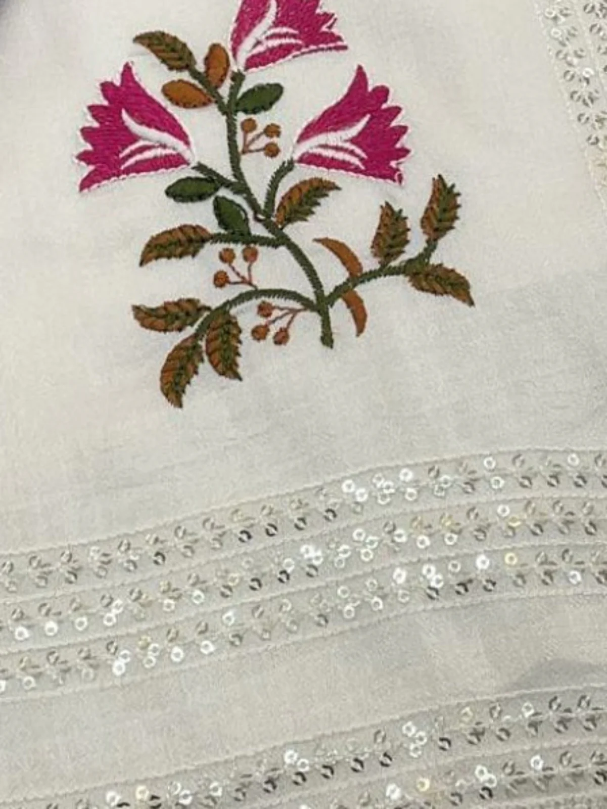 Odette White Silk Embroidered Saree For Women - Image 4