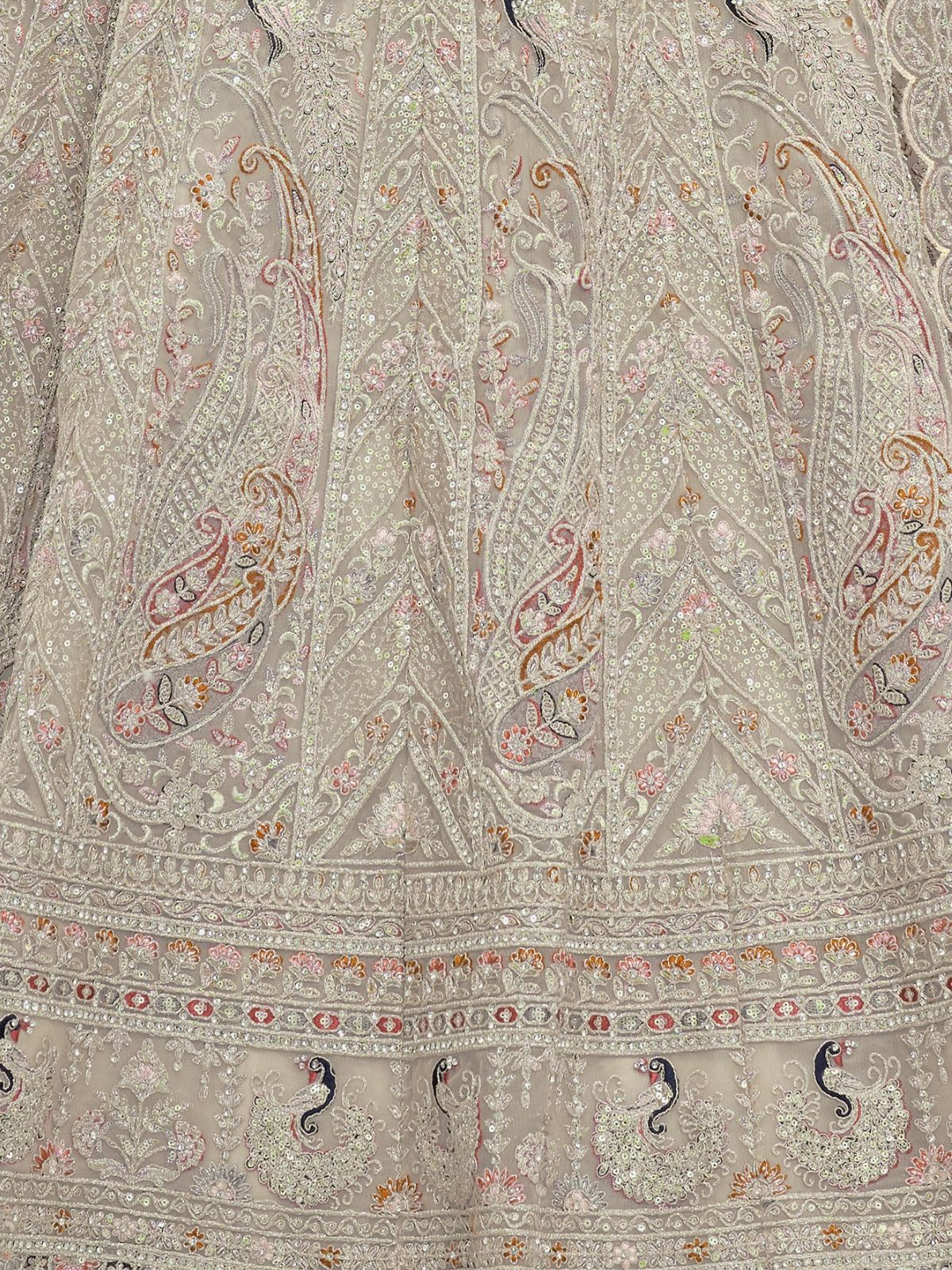 Odette White Soft Net Embroidered Semi Stitched Lehenga With Unstitched Blouse For Women - Image 6