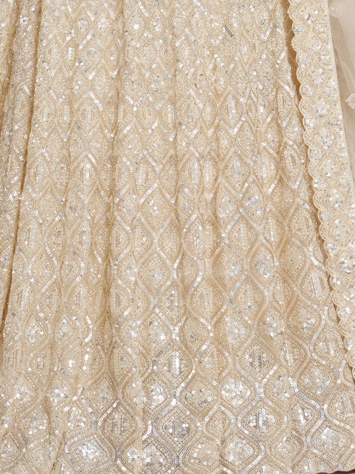 Odette White Soft Net Embroidered Semi Stitched Lehenga With Unstitched Blouse For Women - Image 6