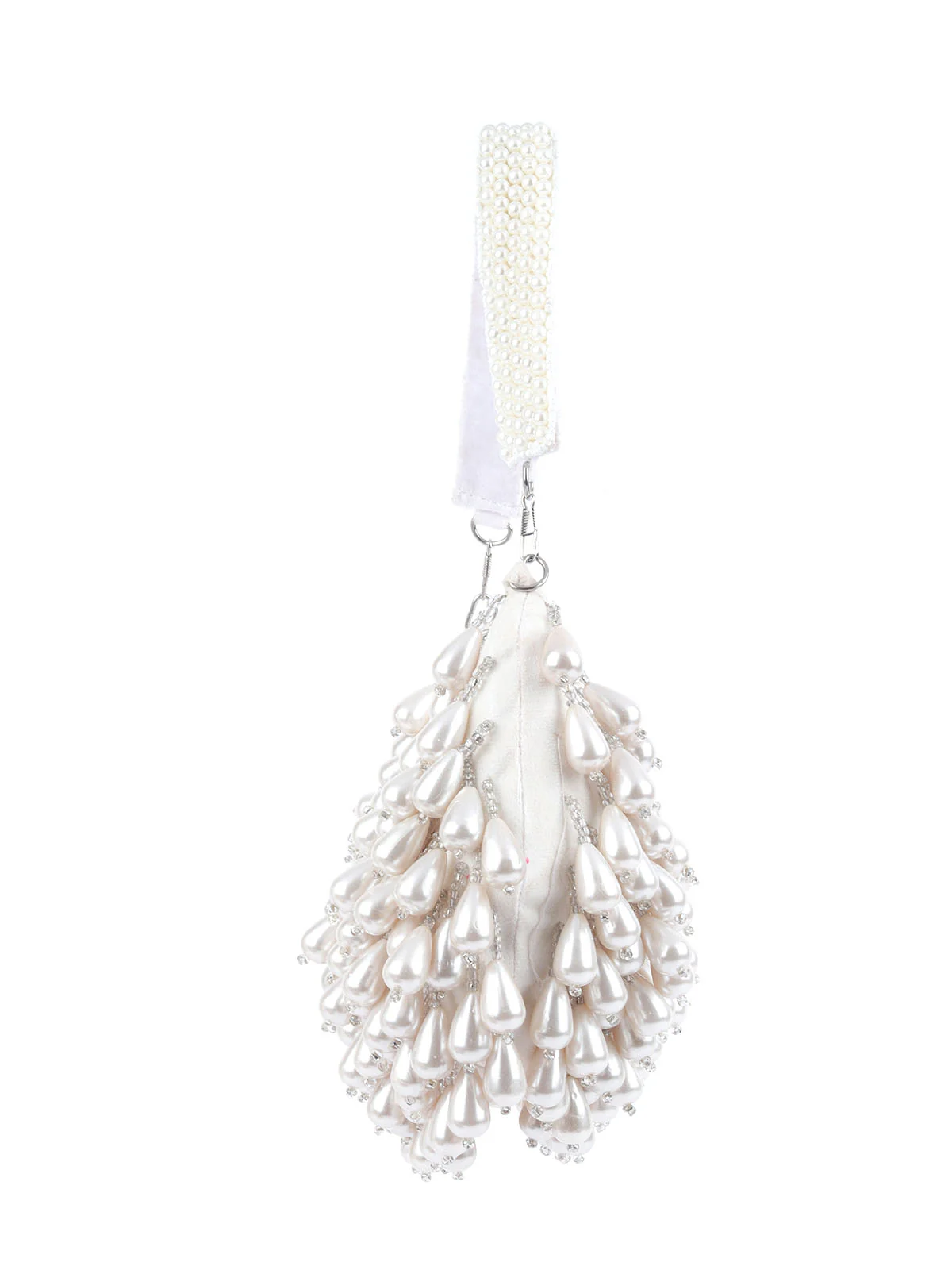 Odette White Suede Embellished Hand Bag For Women - Image 4