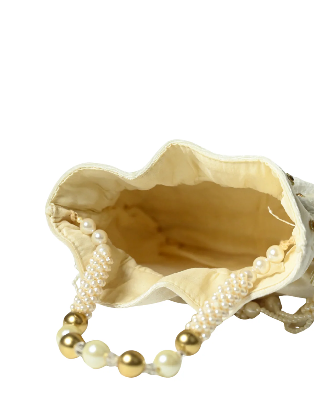 Odette White Suede Embellished Potli For Women - Image 6