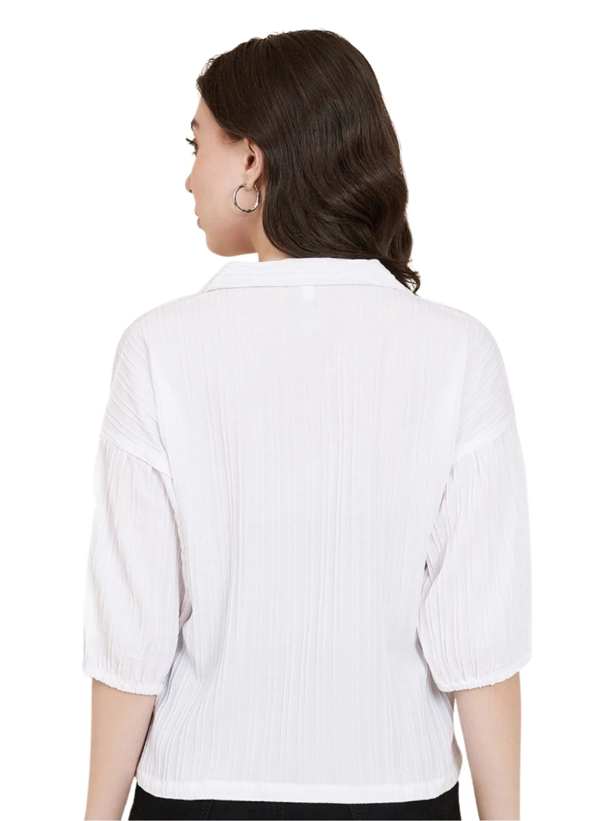 Odette White Sugarcane Solid Shirt For Women - Image 3