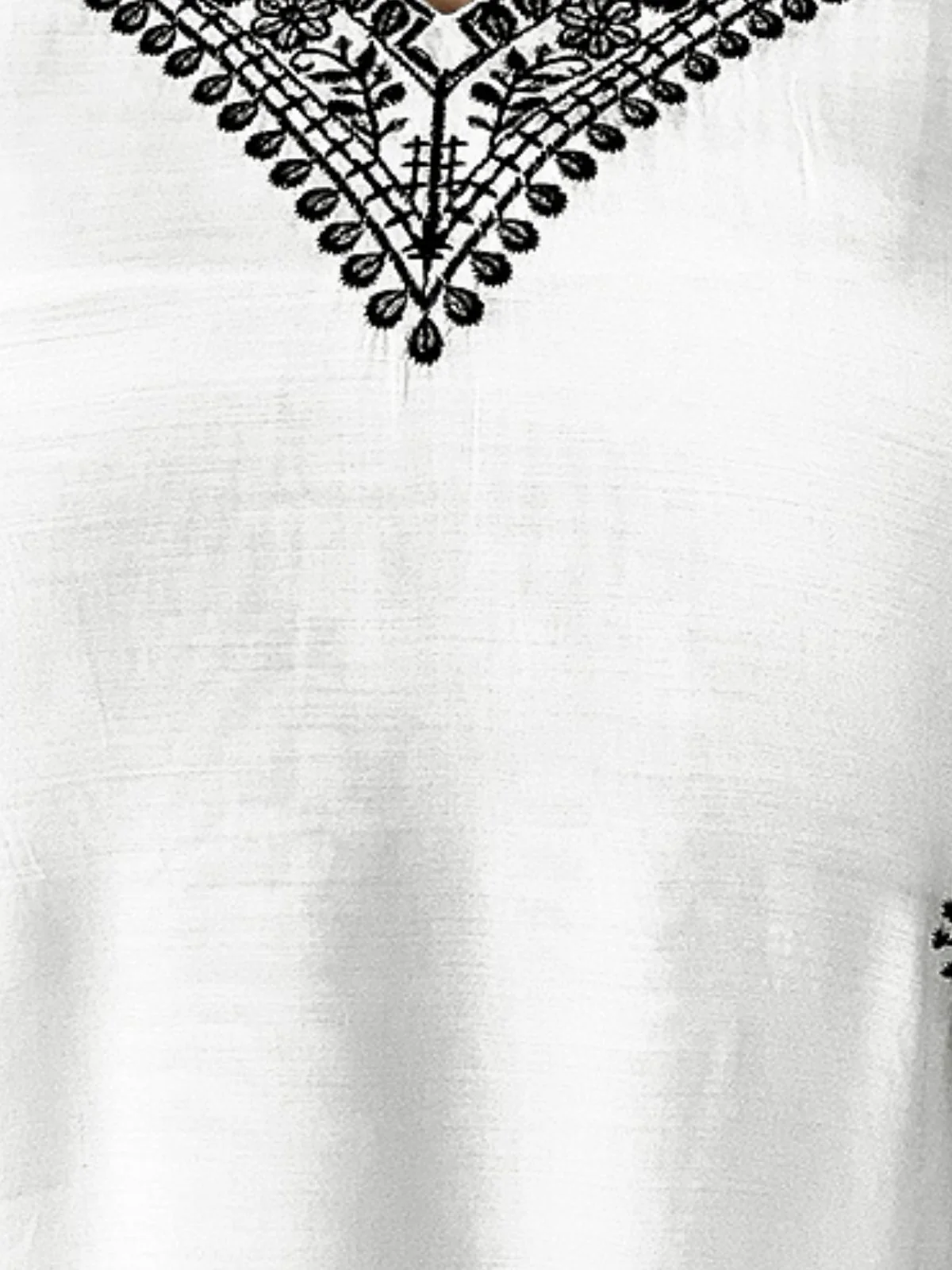 Odette White Viscose chanderi Embroidered Stitched Kurta Set For Women - Image 7
