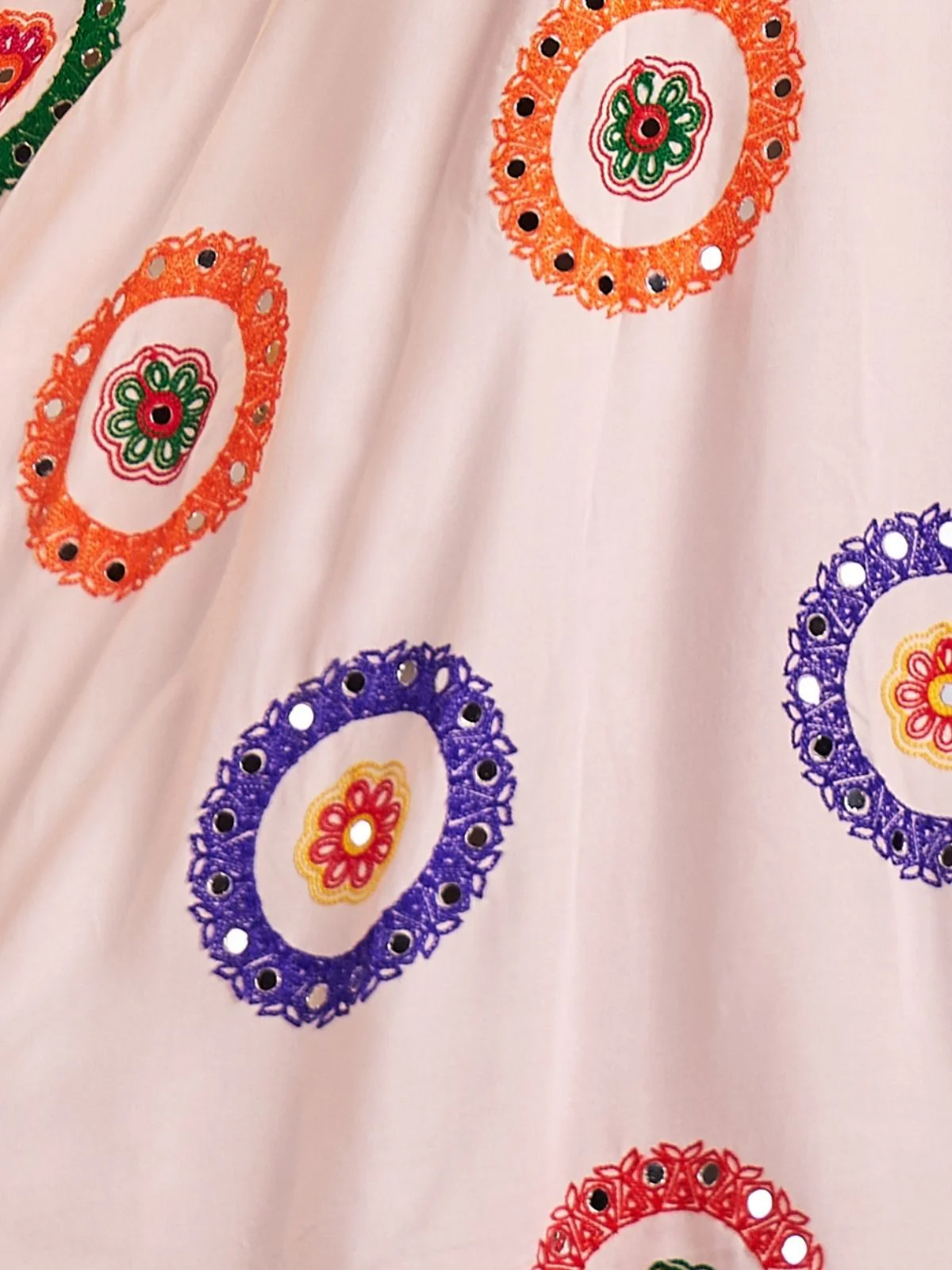 Odette White Viscose Cotton Embroidered Semi-Stitched lehenga With Stunning Tassels For Women - Image 7