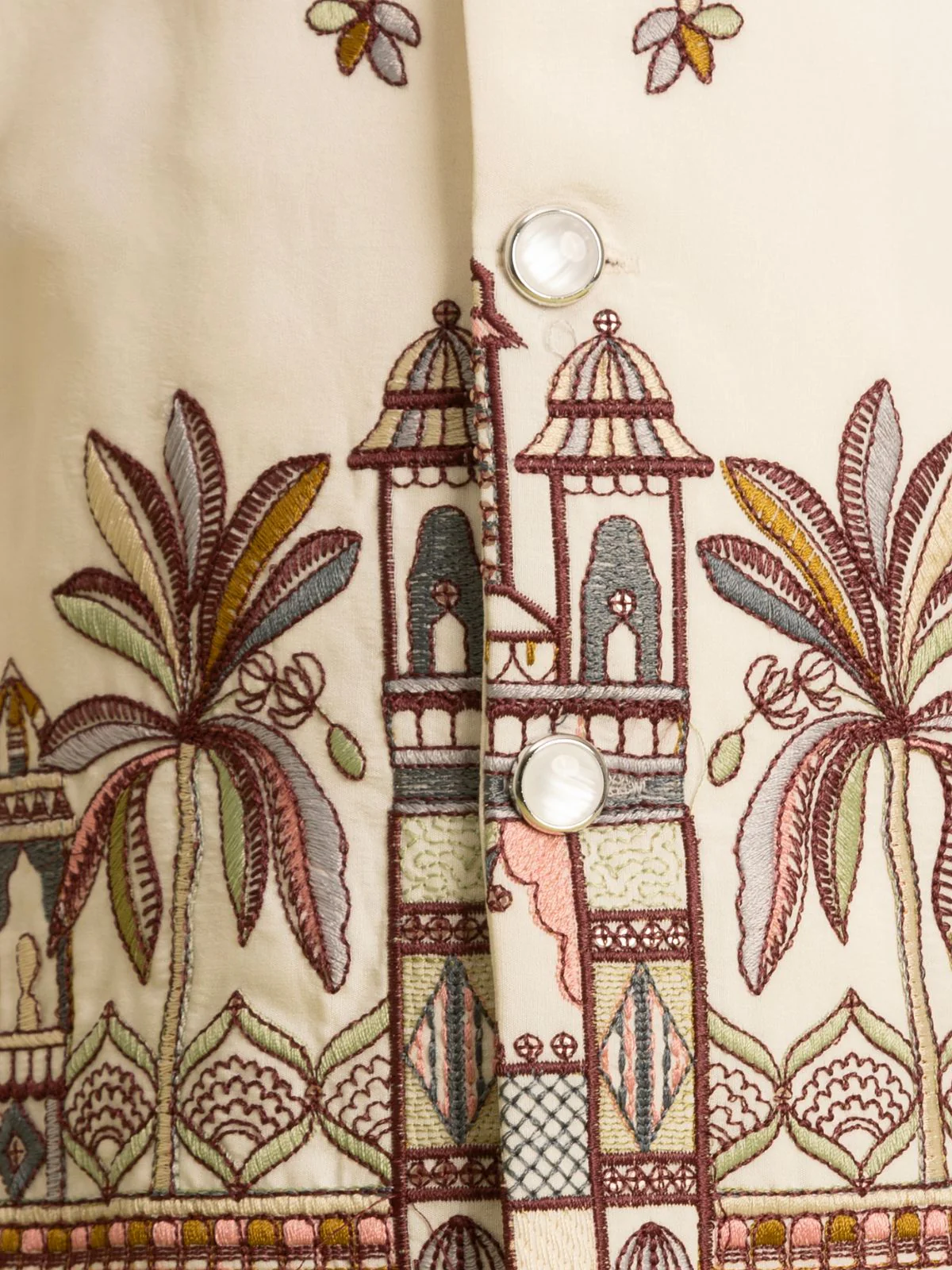 Odette White Viscose Silk Embroidered Stitched Kurta Set For Kids - Image 5