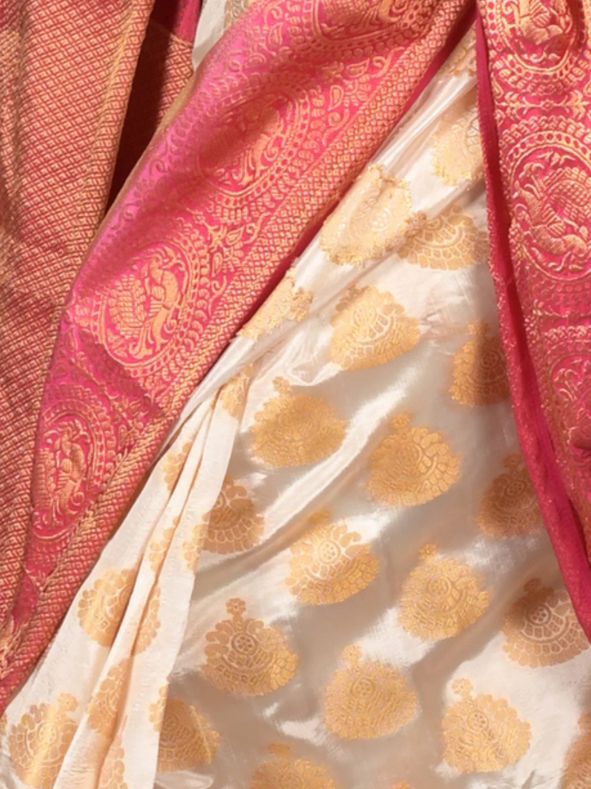 Odette White Woven Polyester Saree With Unstitched Blouse For Women - Image 5