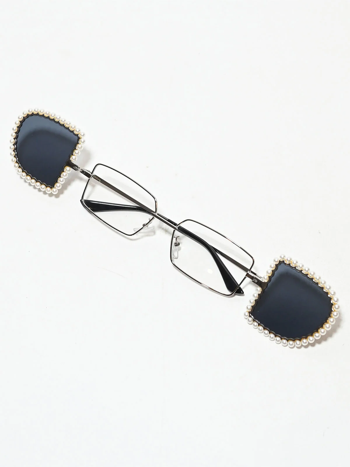 Odette White Zink Alloy Embellished Sunglasses For Women - Image 3