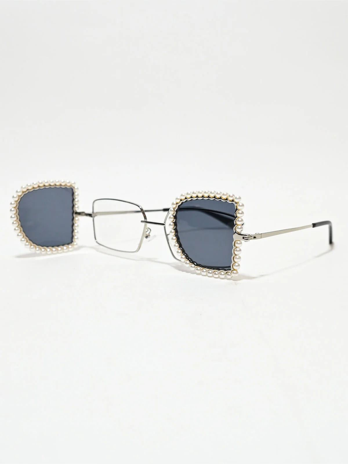 Odette White Zink Alloy Embellished Sunglasses For Women - Image 4
