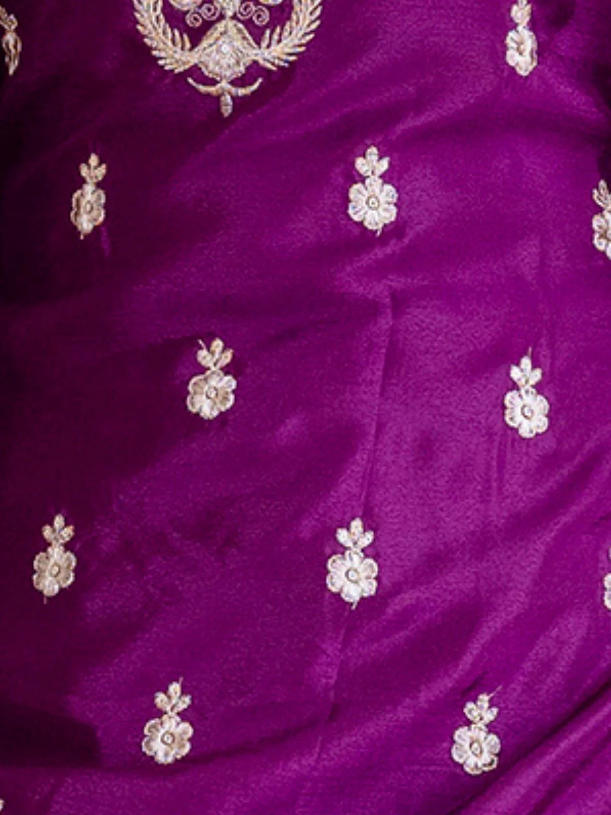 Odette Wine Chiffon Embroidered Stitched Kurta Set For Women - Image 4