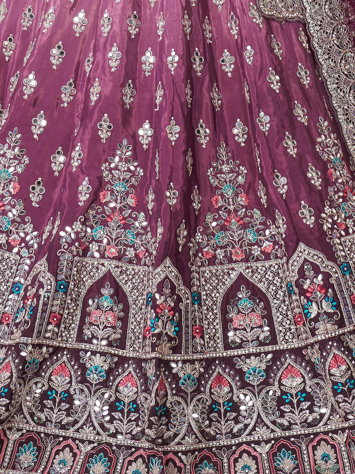 Odette violet Crepe Embroidered Semi Stitched Lehenga With Unstitched Blouse for Women - Image 5