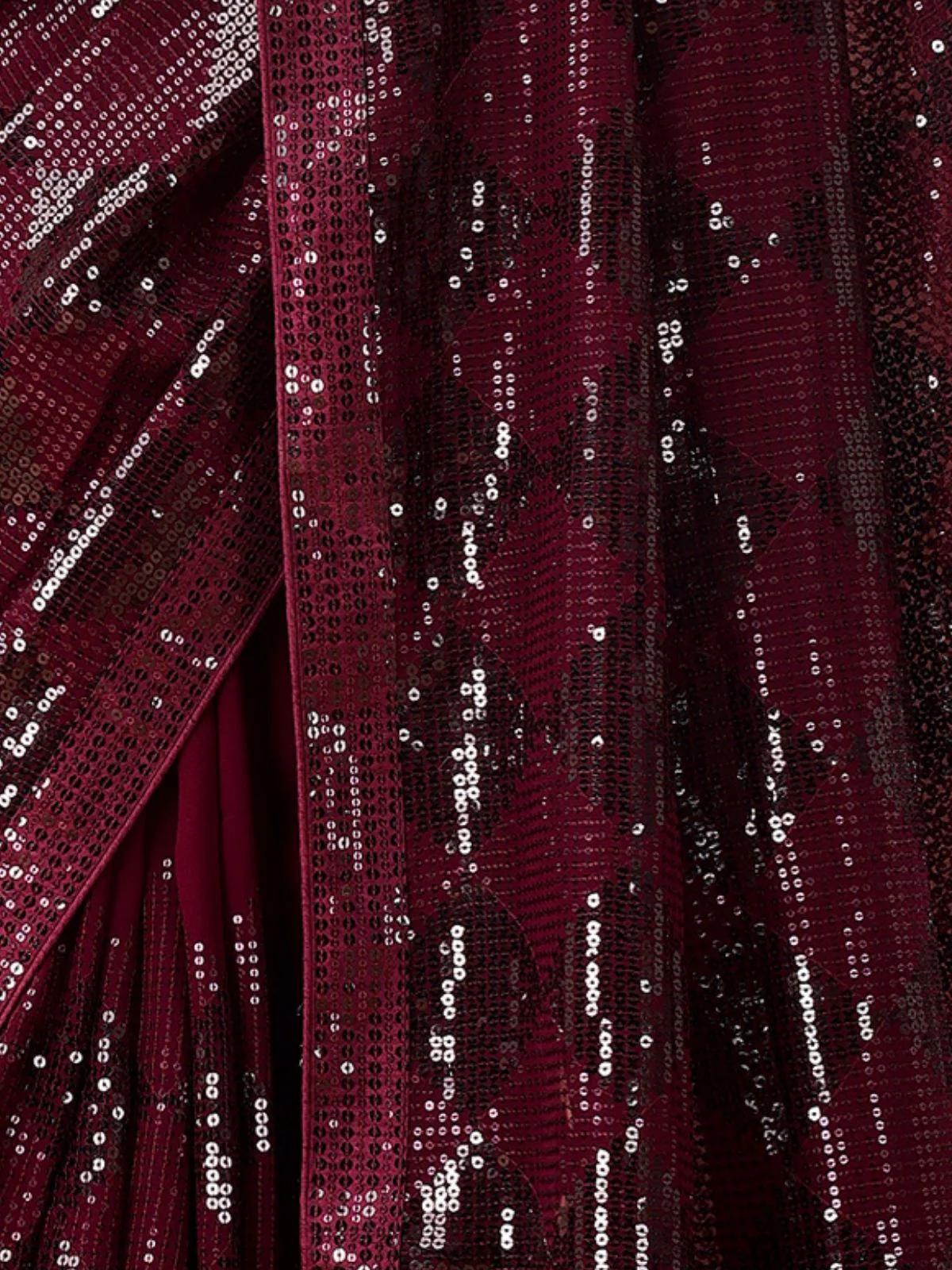 Odette Wine Georgette Embroidered Elegant Saree For Women - Image 6
