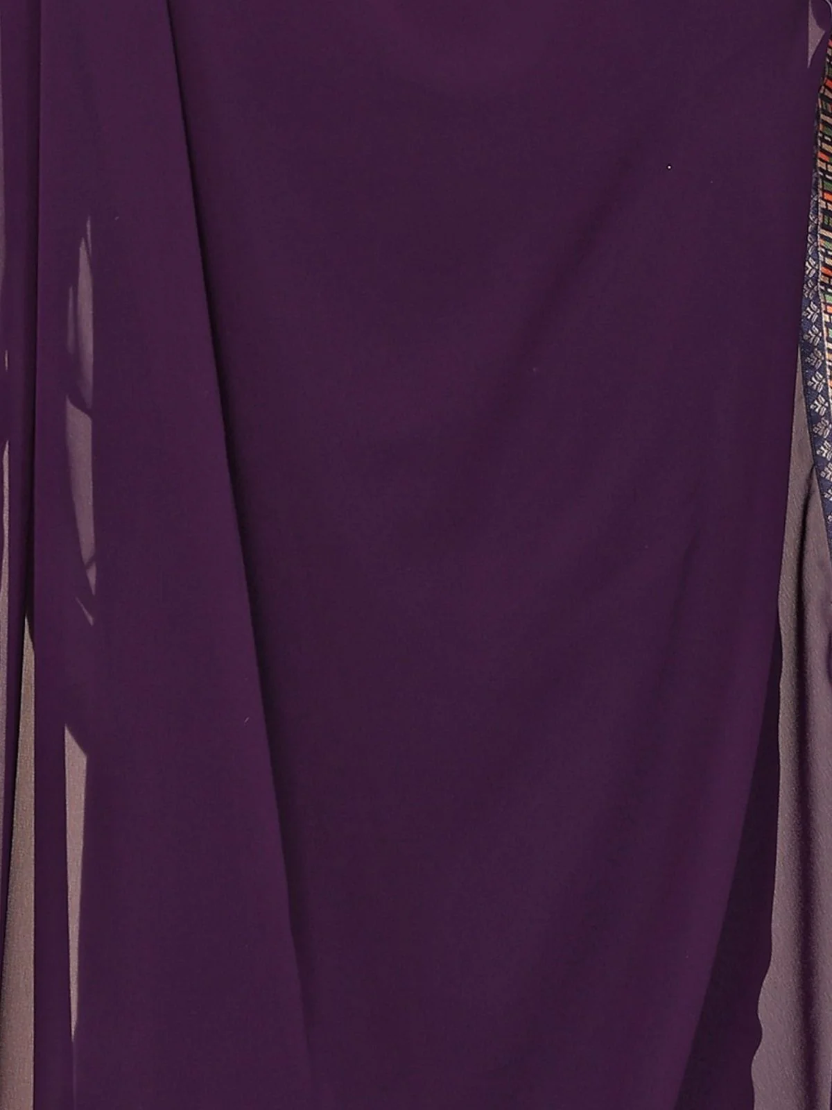 Odette Wine Georgette Embroidered Saree For Women - Image 5