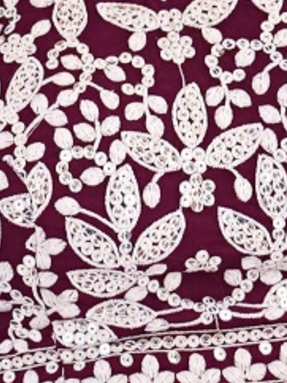 Odette Wine Georgette Embroidered Stitched Kurta Set For Women - Image 6