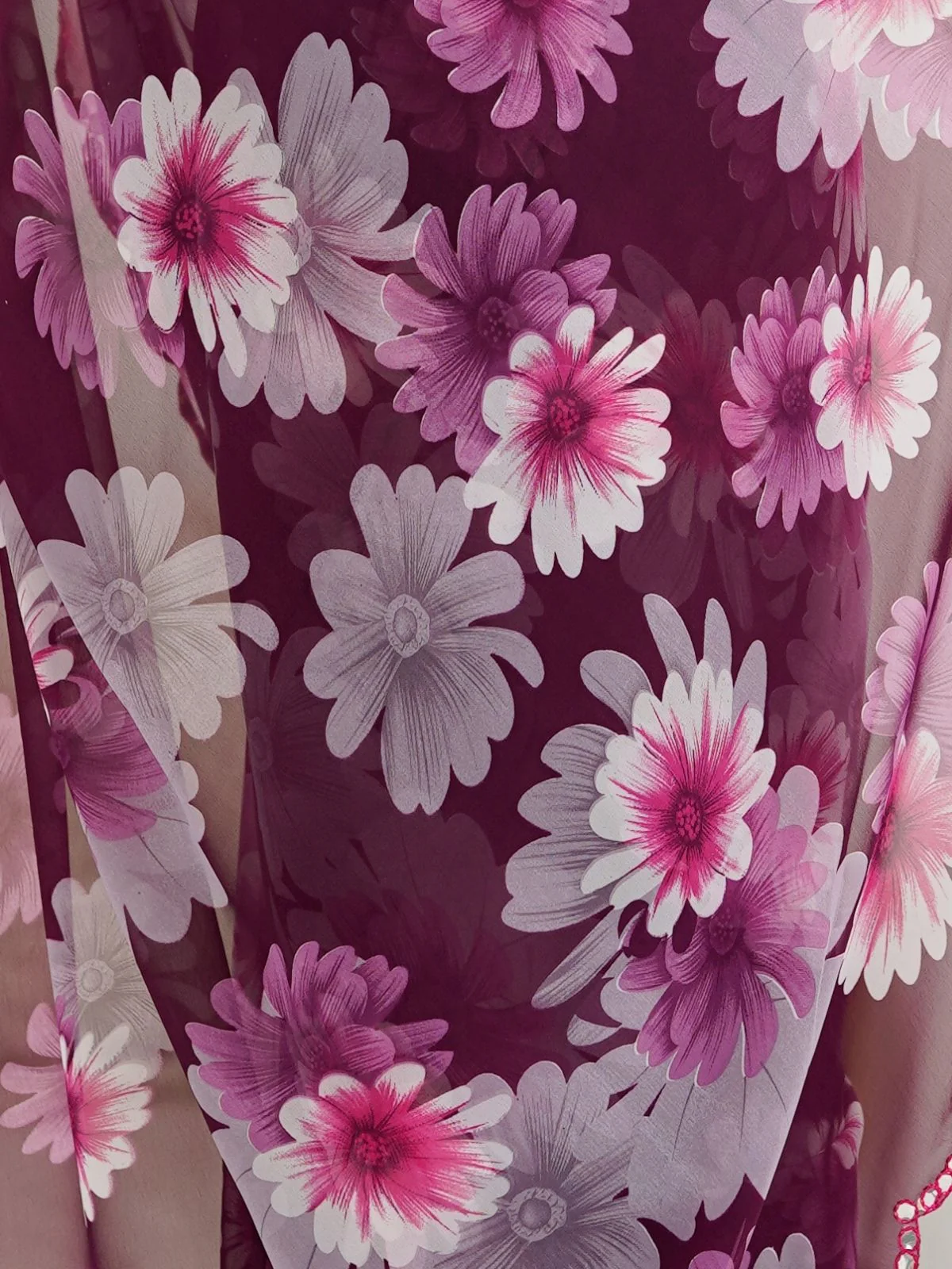 Odette Wine Georgette Floral Print Saree For Women - Image 5