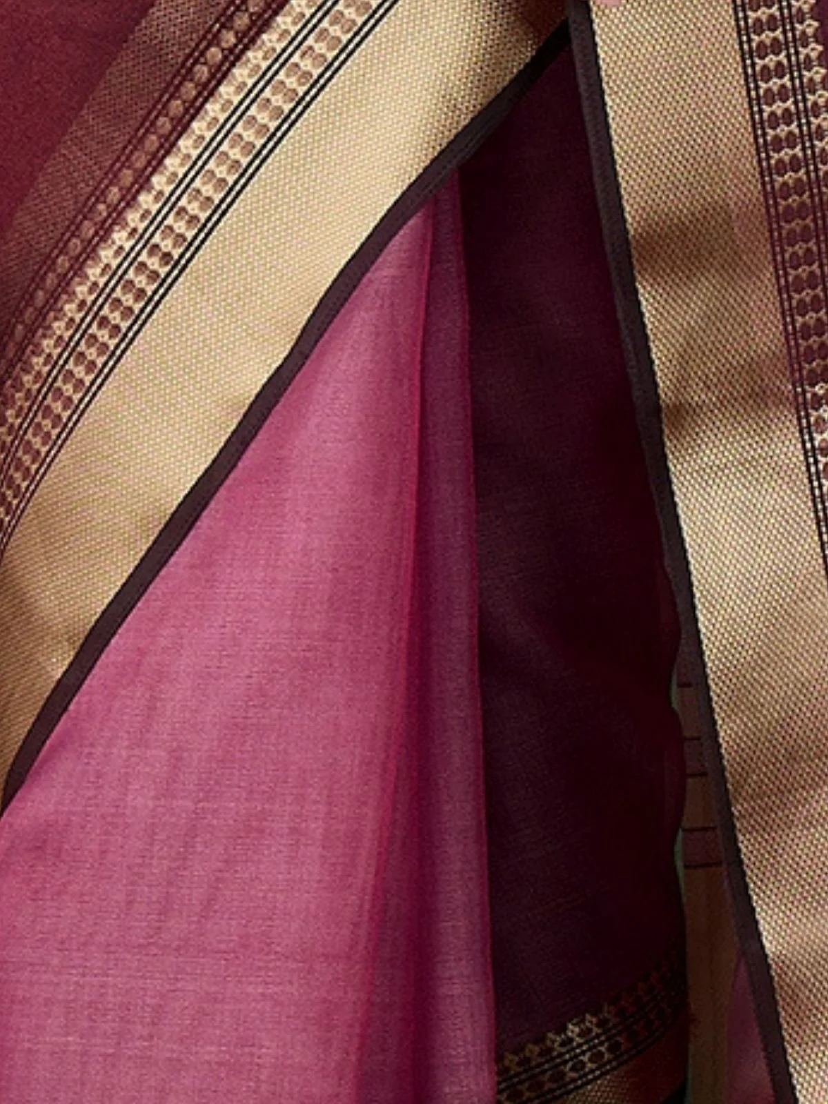 Odette Wine Organza Woven Saree With Unstitched Blouse For Women - Image 5