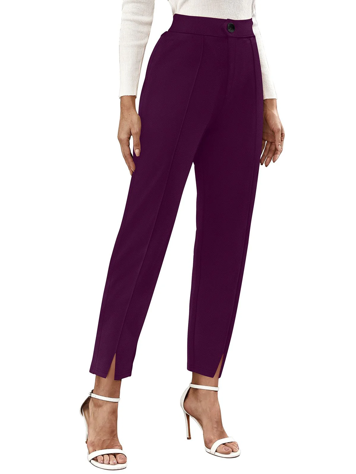 Odette Wine Polyester Trouser For Women - Image 3