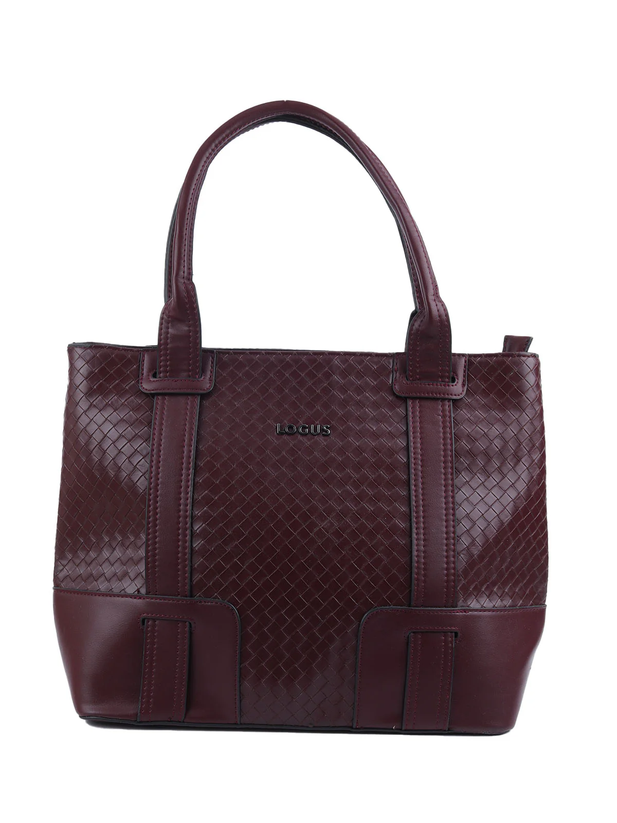 Odette Wine PU Textured Tote Bag For Women - Image 3
