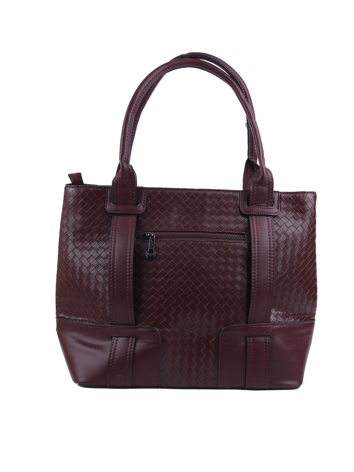 Odette Wine PU Textured Tote Bag For Women - Image 5