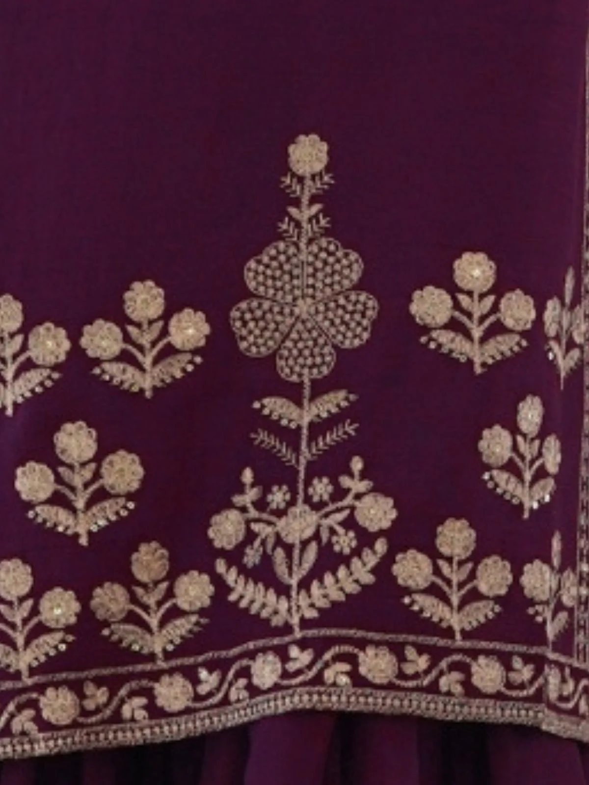 Odette Wine Silk Embroidered Sharara Set For Women - Image 5