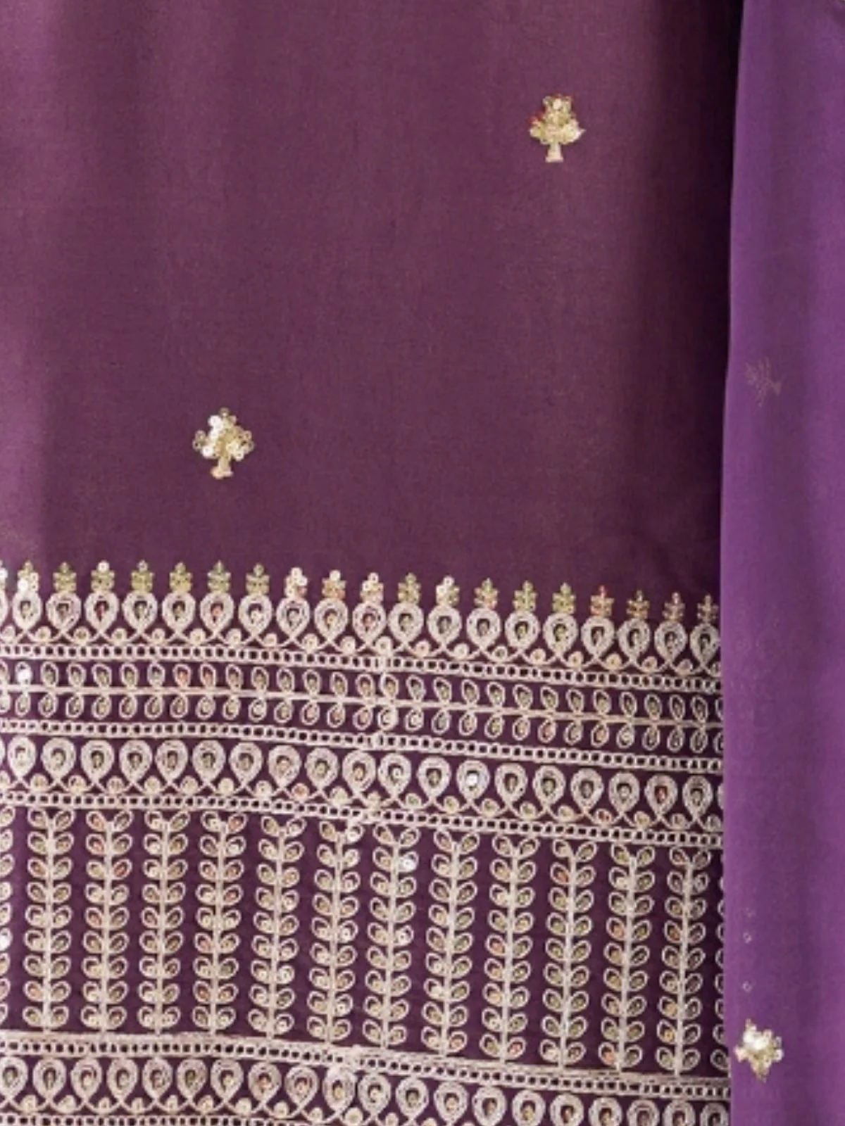Odette Wine Silk Embroidered Sharara Set For Women - Image 5
