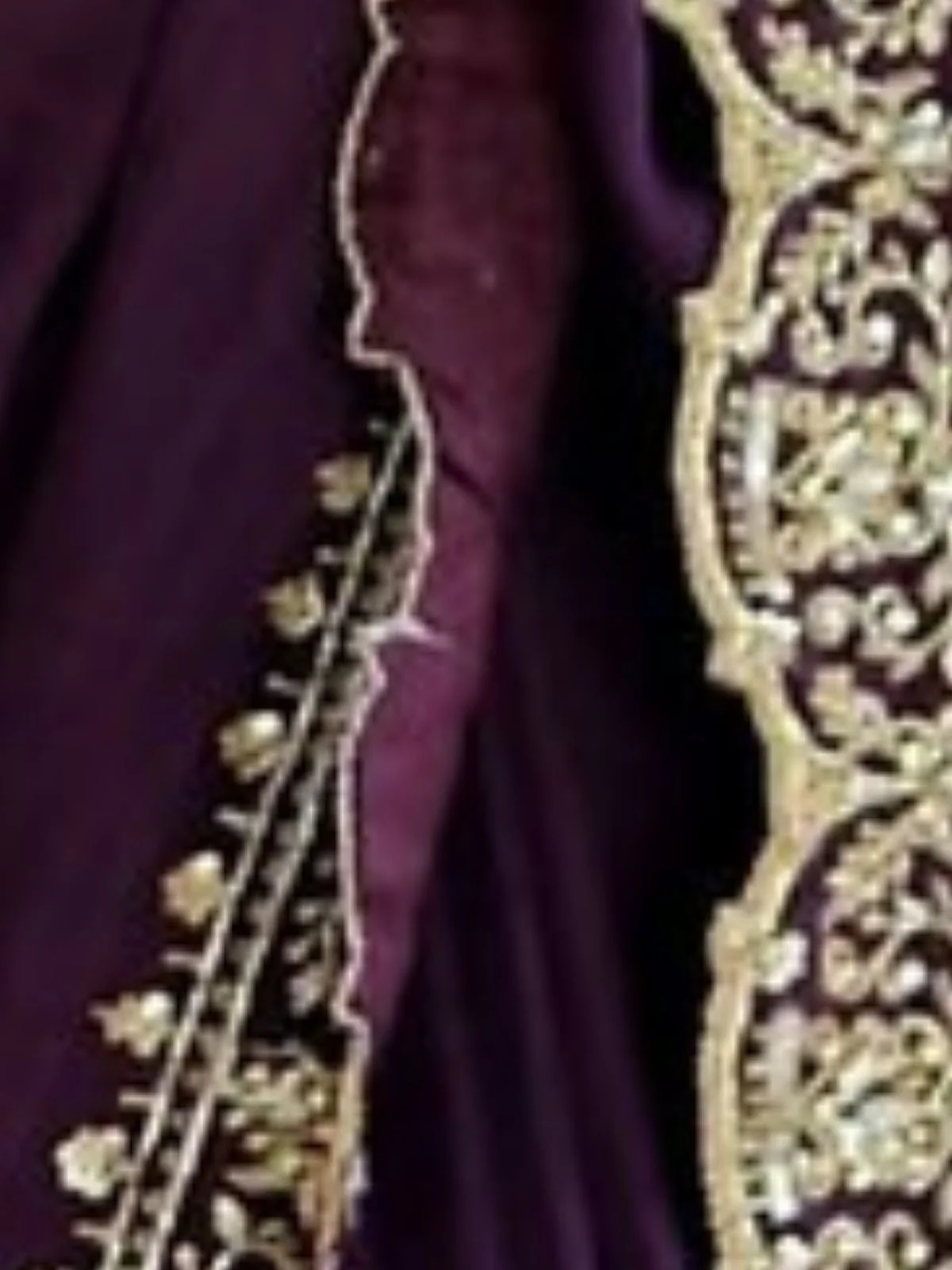 Odette Wine Soft Orgenza Silk Embellished Saree For Women - Image 4