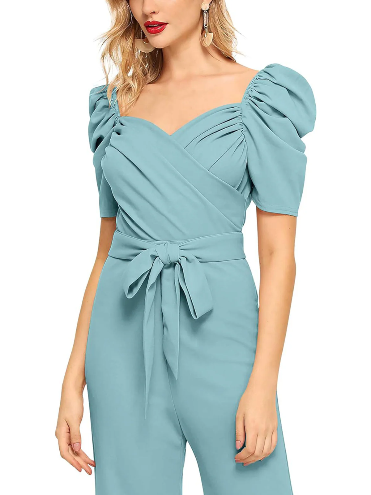 Odette Women Light Blue Polyester Blend Jumpsuit - Image 4