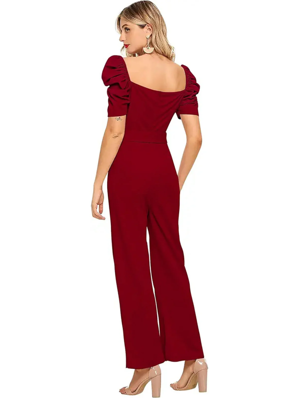 Odette Women Maroon Polyester Blend Jumpsuit - Image 3