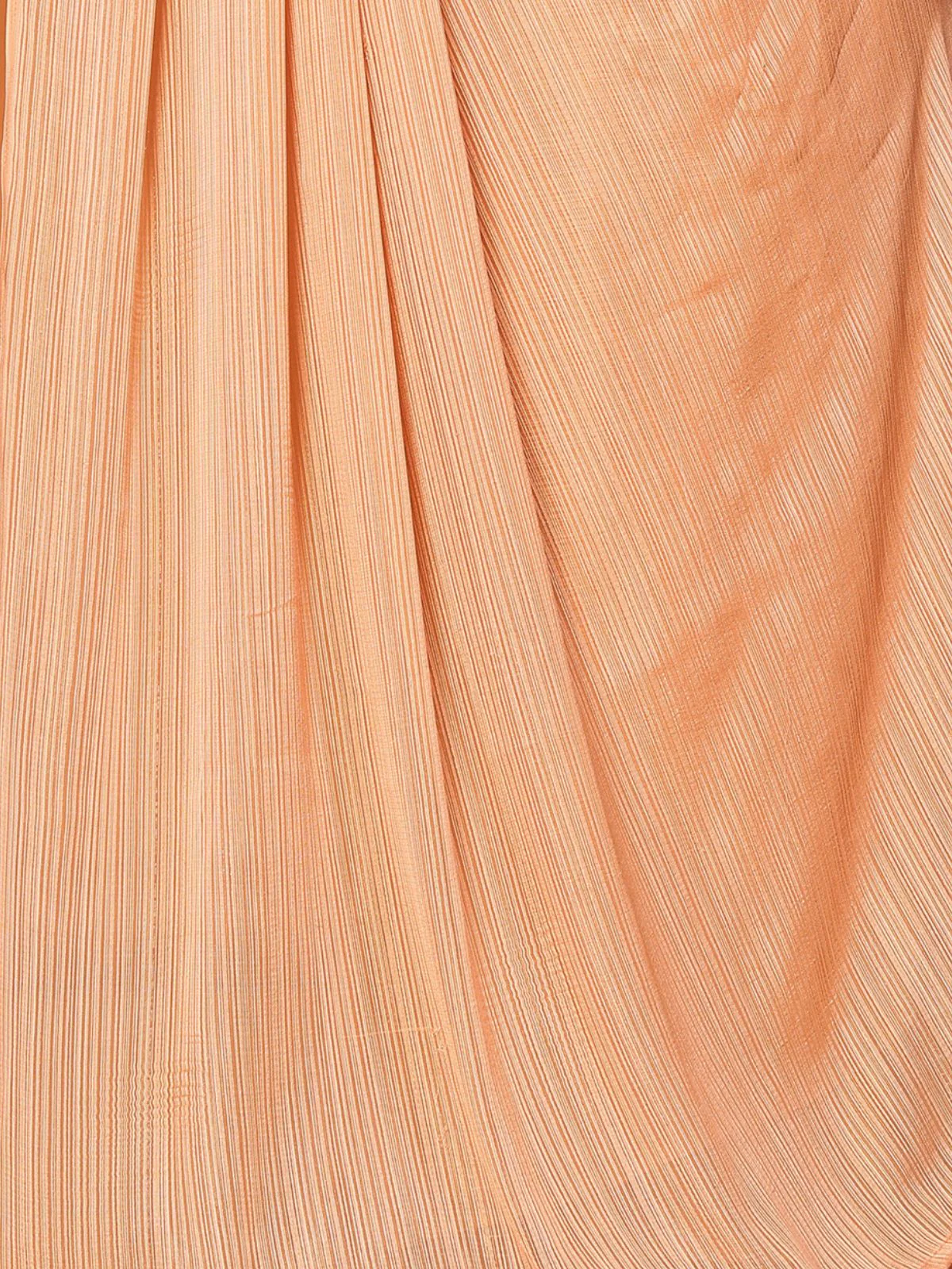 Odette Women Orange Polyester Solid Saree With Unstitched Blouse - Image 4