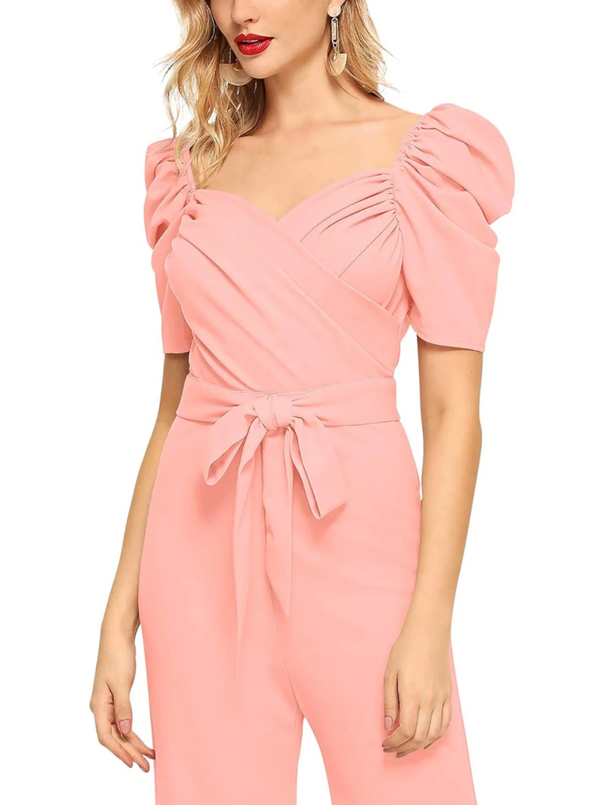 Odette Women Peach Polyester Blend Jumpsuit - Image 4