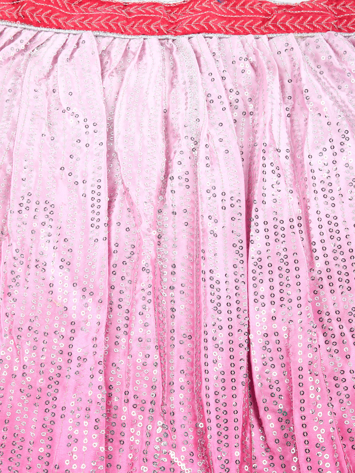 Odette Women Pink Sequence Semi Stitched Lehenga With Unstitched Blouse - Image 5
