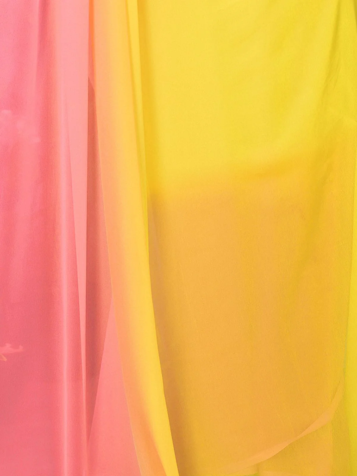 Odette Women Yellow And Pink Georgette Solid Saree With Unstitched Blouse - Image 5