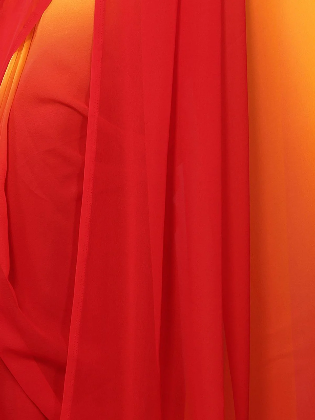 Odette Women Yellow And Red Georgette Solid Saree With Unstitched Blouse - Image 6