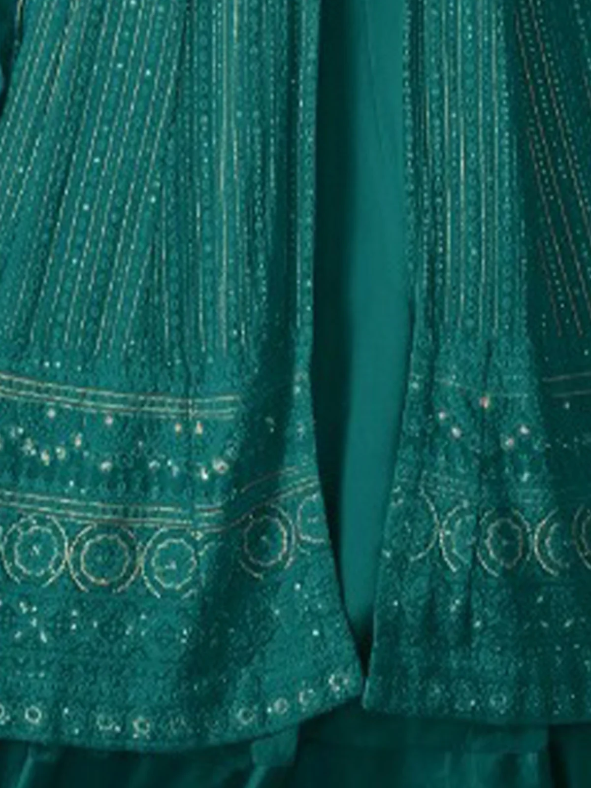 Odette Women Blue Faux Georgette Semi Stitched Kurta Set - Image 3