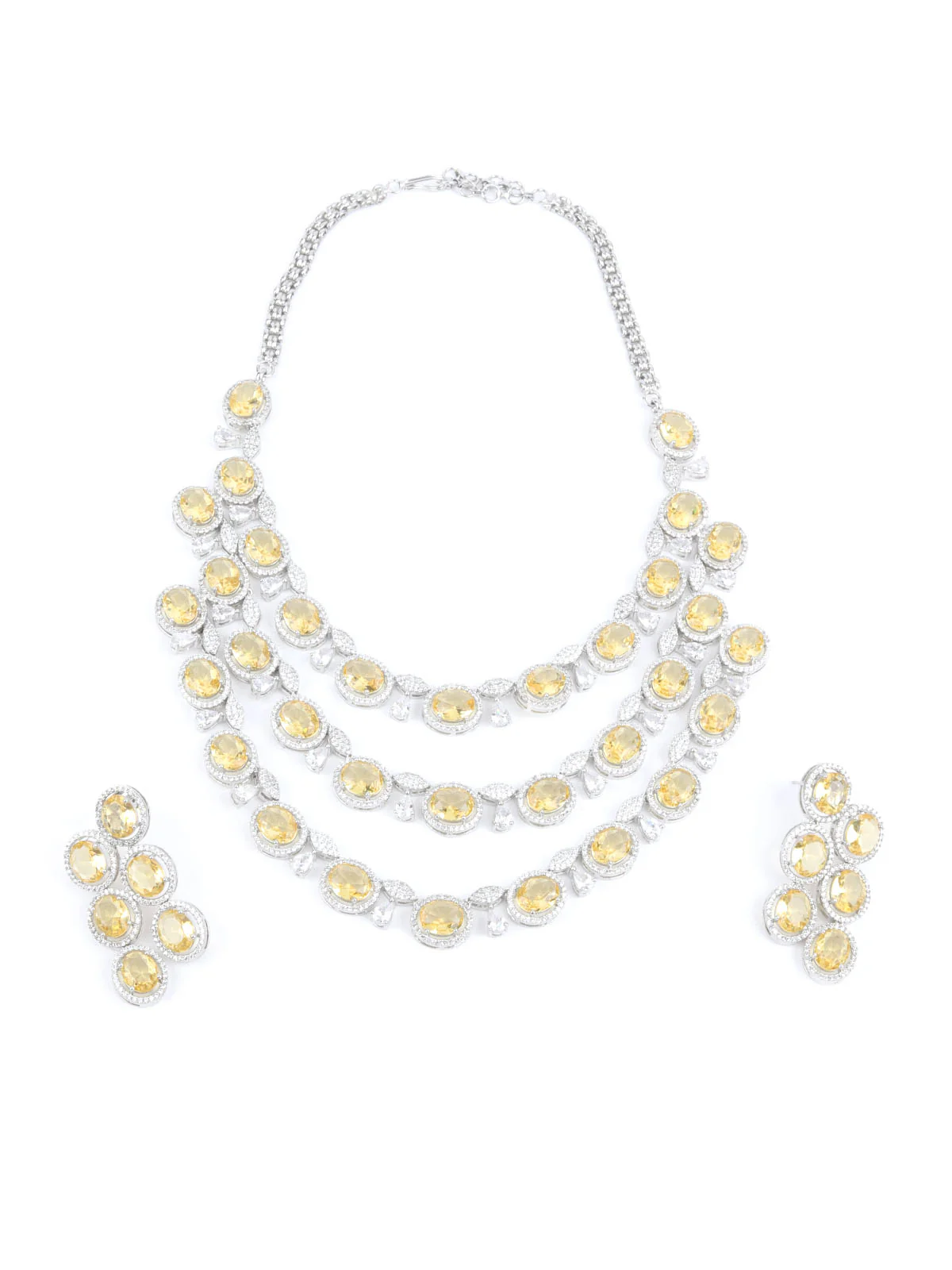 Odette Yellow Alloy Embellished Jewellery Set For Women - Image 3