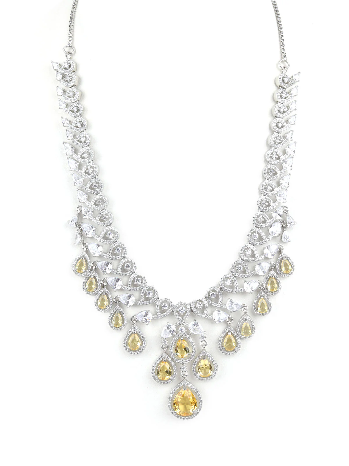Odette Yellow Alloy Embellished Jewellery Set For Women - Image 4