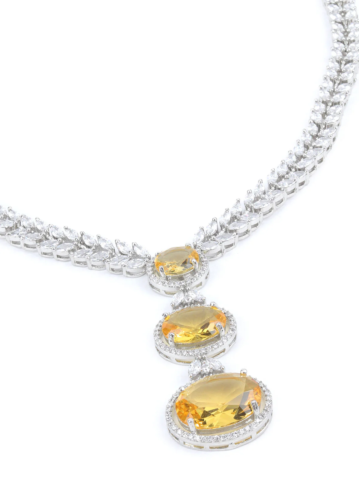 Odette Yellow Alloy Embellished Jewellery Set For Women - Image 3