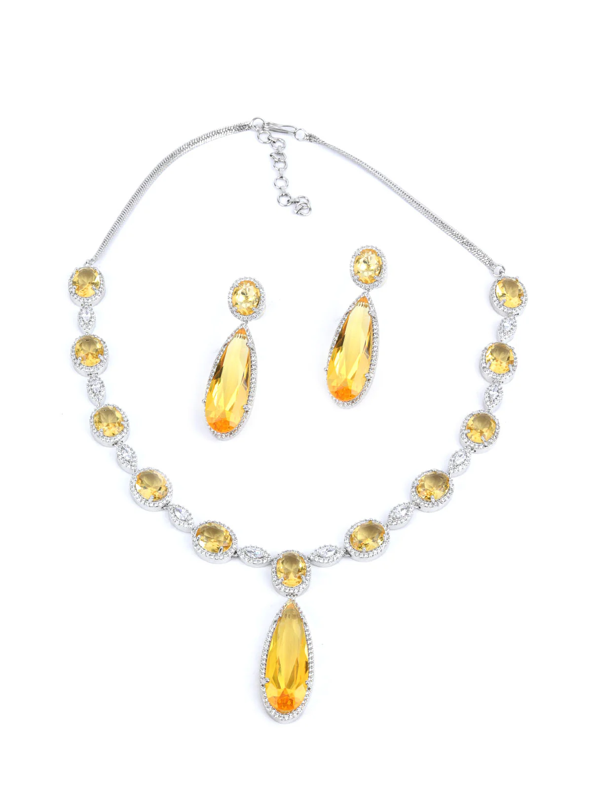 Odette Yellow Alloy Embellished Jewellery Set For Women - Image 3