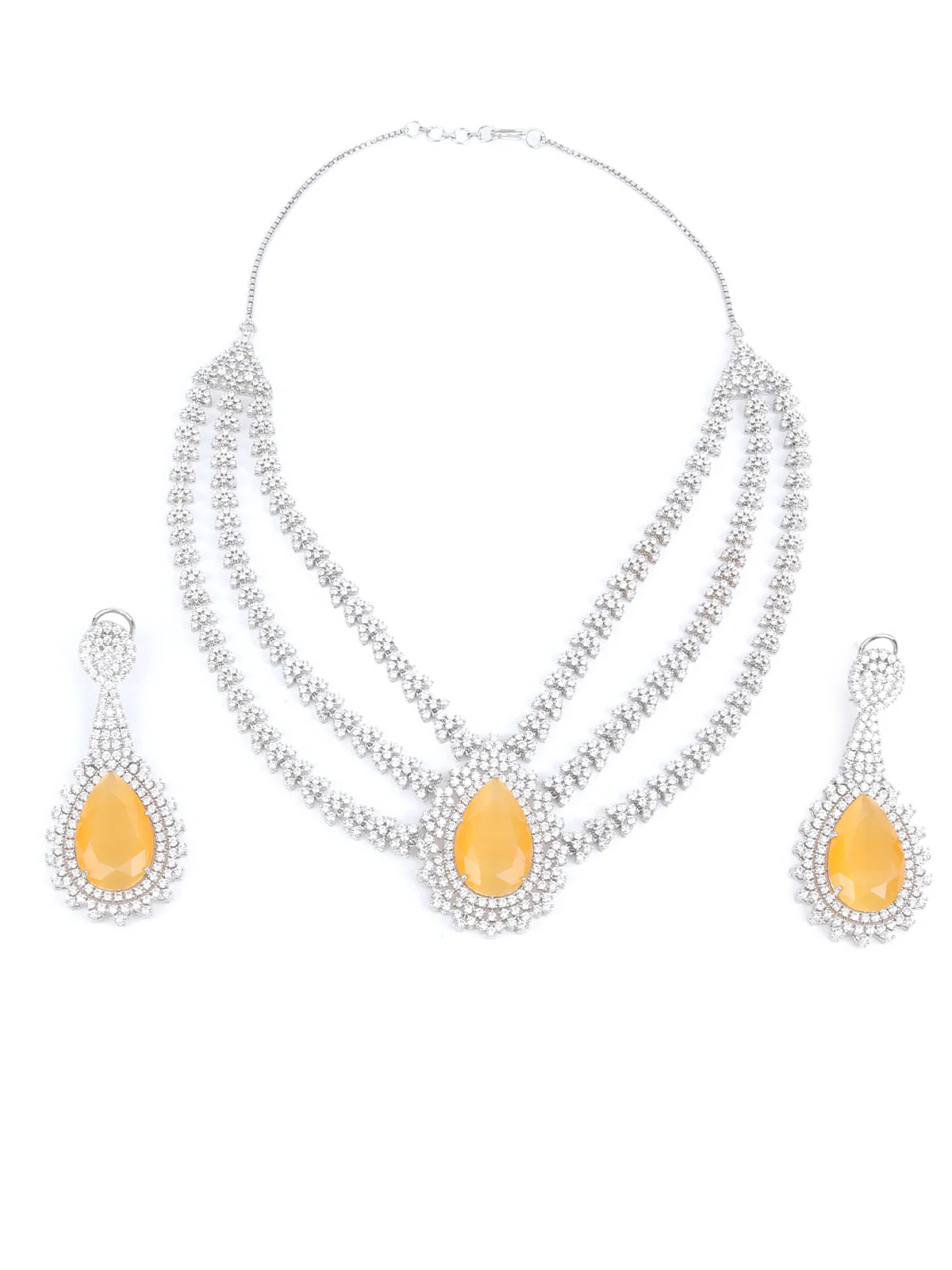 Odette Yellow Alloy Embellished Jewellery Set For Women - Image 3