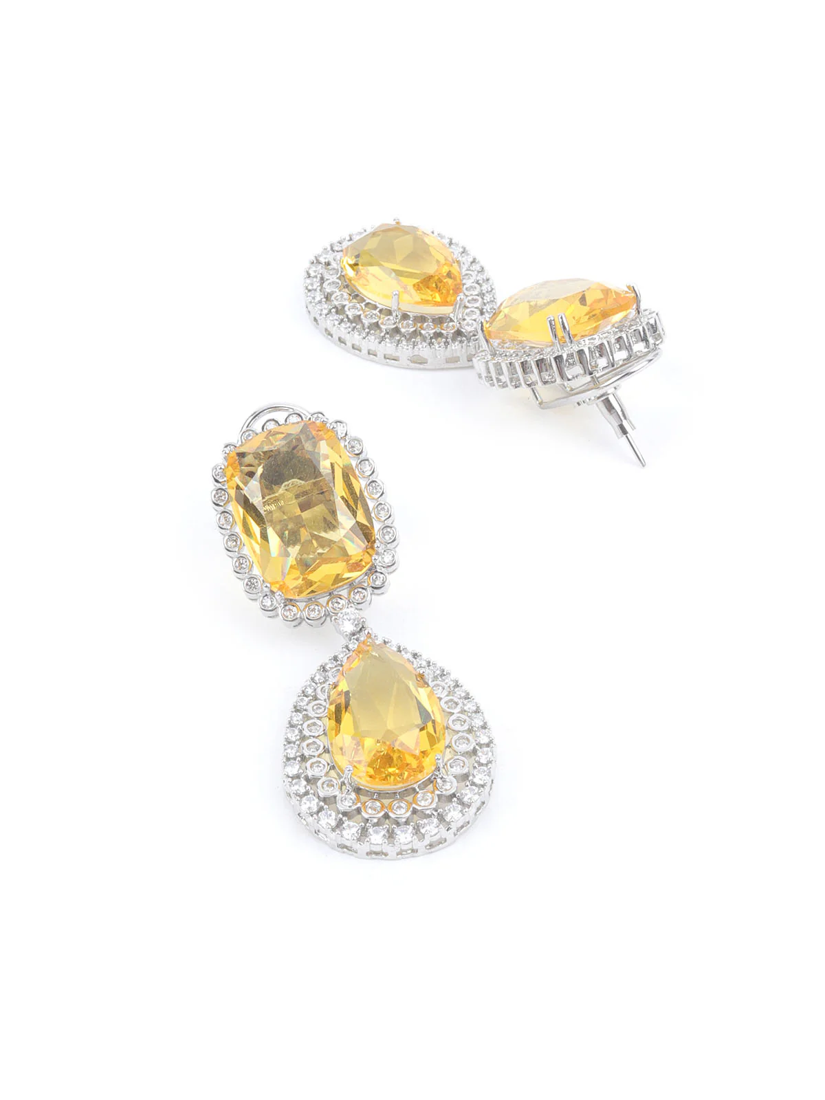 Odette Yellow Alloy Embellished Jewellery Set For Women - Image 6